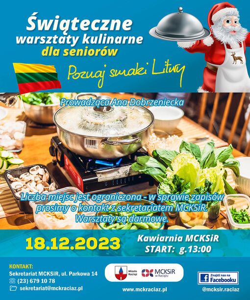 plakat informujacy o świątecznych warsztatach kulinarnych dla seniorów 