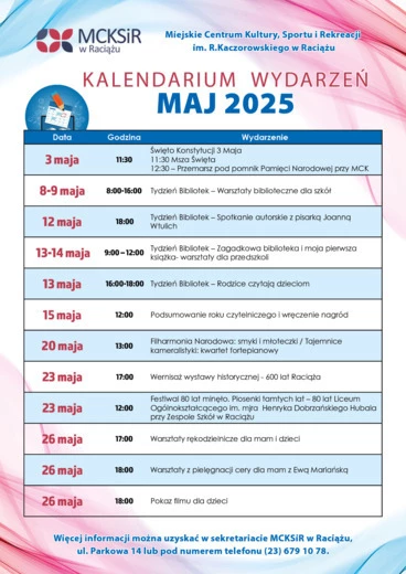 kalendarium wydarzeń na maj 