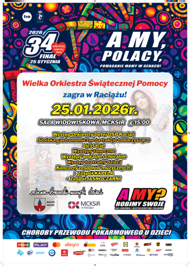 plakat 34. Finału WOŚP w Raciążu 