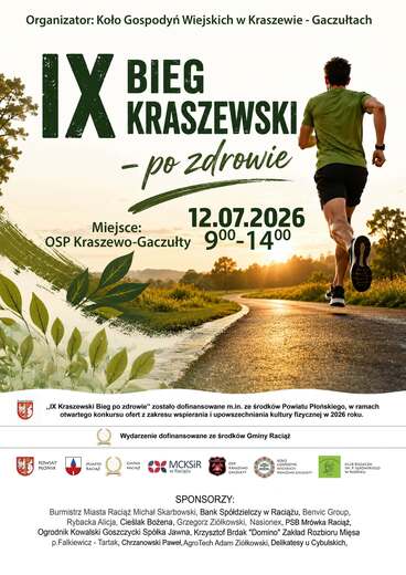 plakat og&oacute;lny biegu kraszewskiego po zdrowie 