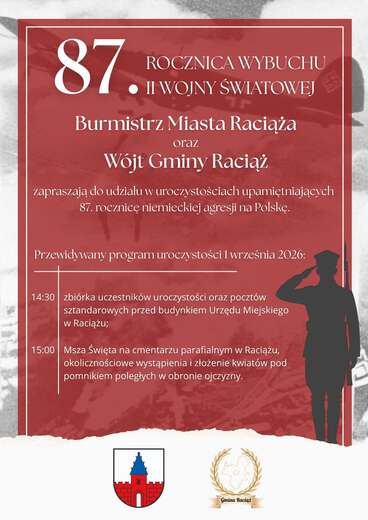 plakat uroczystości z programem obchod&oacute;w w Raciążu 