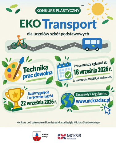 plakat konkursu plastycznego ekotransport dla szk&oacute;ł podstawowych 