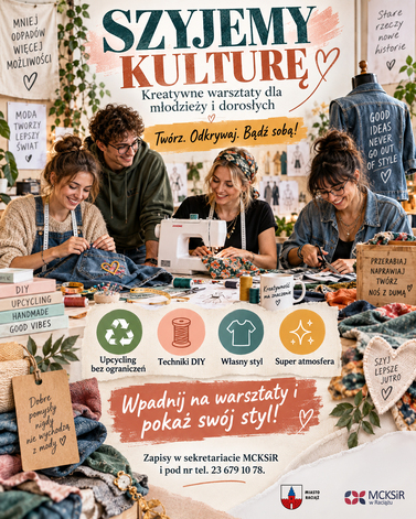 plakat warsztat&oacute;w kreatywnych szyjemy kulturę 