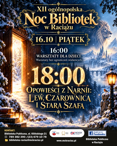 plakat wydarzenia noc bibliotek 2026 