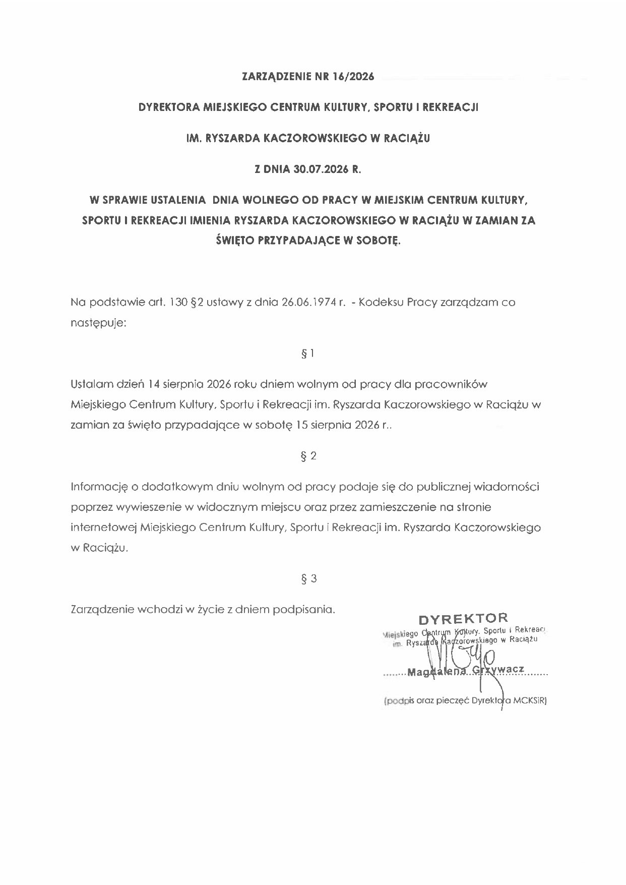 zarządzenie nr 16/2026 