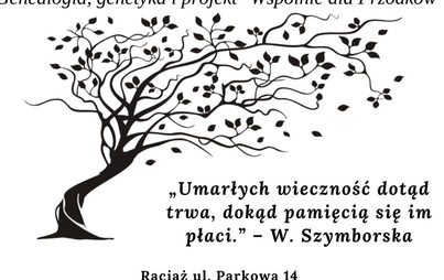 Plakat wydarzenia informujący o spotkaniu z genealogią. 